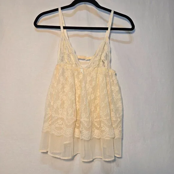 VICTORIA'S SECRET Y2K Fairy Lacy Sheer Ivory Babydoll Top Size M Never Worn! - Picture 5 of 16